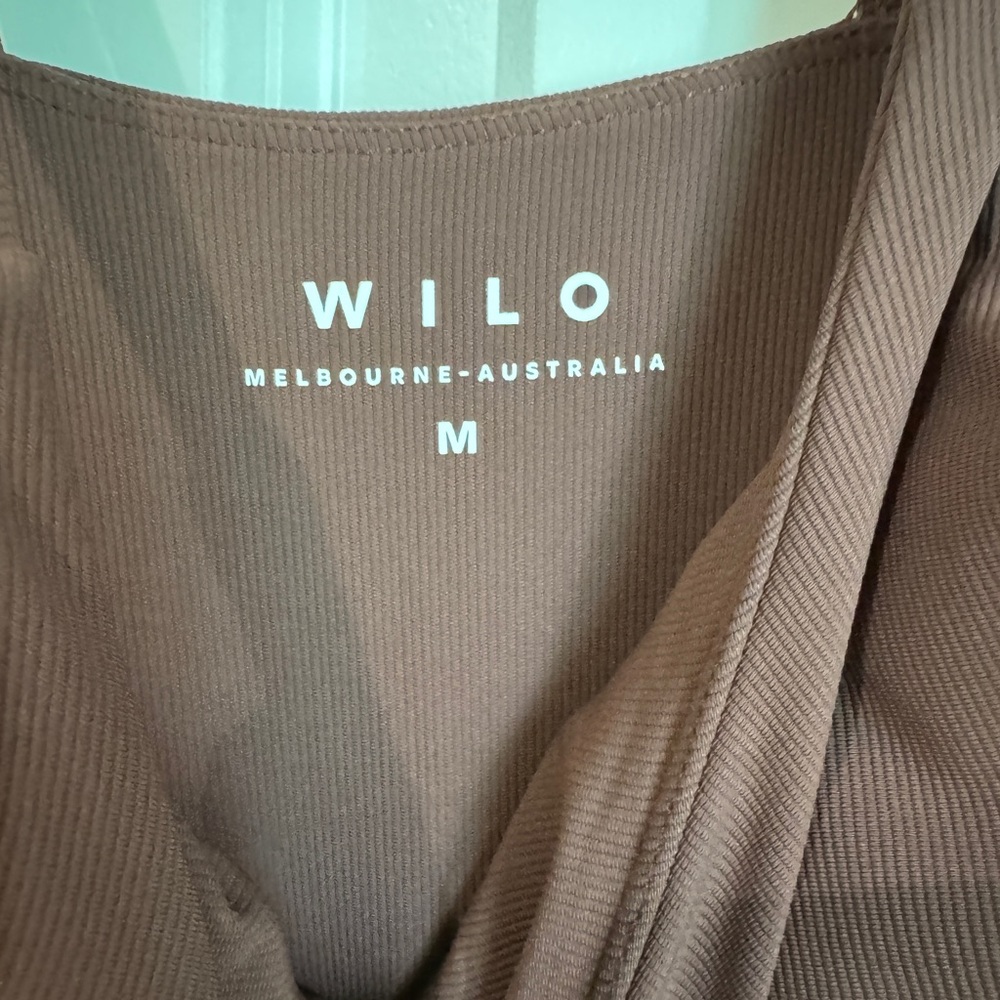 Wilo the Label Flare Jumpsuit Brown Ribbed Size Medium - Picture 3 of 9